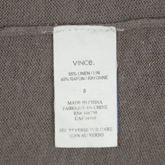 Vince Women's Small Gray Linen Blend V-Neck Lightweight Tight Knit Sweater - Picture 6 of 7